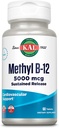 KAL Vitamina B12 Methylcobalamin 5000mcg, Energía saludable, metabolismo, Nerve &amp; Red Blood Cell Support,* Fast Dissolve ActivMelts, Optimal Absorption, Natural Raspberry Flavor, 90 Servings, 90 Micro Tabs