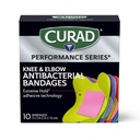 CURAD Performance Series IRONMAN Antibacterial Bandages, Extreme Hold Adhesive Technology, Knee & Elbow 3 pulgadas x 3 pulgadas, 10 Conde, Ideal para Cortes, Raspas, Deportes y Estilos de Vida Activos