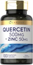 Carlyle Quercetin 500mg Capsules Silencio con 50mg Zinc Silencio 100 Conde Silencio No-GMO y Gluten Suplemento Gratis