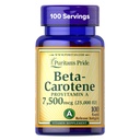 Puritan Pride Beta Carotene Provitamin A 7,500mcg (25,000 UI), Suplemento de vitaminas para el sistema inmunitario, Antioxidante y soporte de salud ocular, 100 Day Supply, 100 Rapid Release Softgels