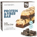 Wonderslim High Fiber Protein Bares, Fluffy S'more Crisp  15g Protein, 8g Fiber peru Low Sugar, Low Carb ← Healthy Indulgence ← Satisfying, Supports Energy & On-the-Go Convenience, 7 Pack
