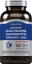 Piping Rock Glucosamine Chondroitin MSM Turmeric ← 300 Caplets tención Suplemento para Mujeres y Hombres Silencio Advanced Triple Strength Complex ← Non-GMO &amp; Gluten Free