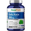 NusaPure Gotu Kola Capsules 20:1 Extracto, 200 mg Equivalente a 4000mg Por Veggie Caps, 200 Conde, No GMO, Vegan, Bioperina - Extracto de hierba tradicional