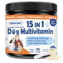 ZEBORA Pólvora multivitamínica de perros con Glucosamina, vitaminas de perros y suplementos para soporte inmunitario, piel y carne Suplemento con Omega 3 para Alivio de Alergia, Probióticos para Salud Digestiva y Gut