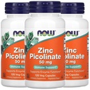 AHORA Alimentos Ahora Alimentos Zinc Picolinate, 50 mg, 120 Veg Capsules, 3 Pack