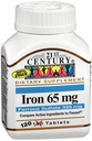 21st Century Iron 65 mg con Sulfato Ferroso 325 mg - 100 Tabletas, Pack de 4