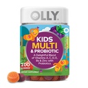 OLLY Kids Multivitamin &amp; Probiotic Gummy, Digestive Support, Vitaminas A, D, C, E, B, Zinc, Chewable Supplement, Berry Flavored, 50 Day Supply - 100 Count