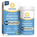 Renew Life Extra Care Digestive Probiotic Capsules, 50 Billion CFU Garantizado, Daily Supplement Supports Immune, Digestive, Respiratory Health(1), L. Rhamnosus GG, Dairy, Soy and Gluten-Free, 90 Count