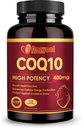 CoQ10 400mg Softgels con Omega 3 &amp; PQQ, potente antioxidante para la producción energética de salud cardíaca, 120 Conde
