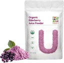 UNLEASH'D ORGANIC Organic Elderberry Juice Powder 16 oz 100% Puro Natural Green Food, Rich in Antioxidants and Multivitamins, High Antioxidant Effects, Anti-Inflammatory