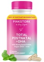 Pink Stork Total Postnatal Vitaminas para Mujeres ← Vegan DHA, Folato Metilado, Hierro, + Vitamina B12