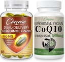 Liposomal CoQ10 800mg 1PCS Bundle con Ubiquinol CoQ10 600 MG Softgels con Omega-3 " Shilajit " PQ 1PCS