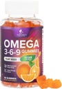 Omega 3 6 9 Gummies - Vegan Omega 3 Suplemento Gummy - ácidos grasos esenciales Aceite 369 Complejo Heart Support &amp; Brain Support for Women, Men &amp; Pregnancy, Fish Free Non-GMO, Orange Flavored - 60 Gummies