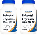 Nutricost N-Acetyl L-Tyrosine (NALT) 350mg, 120 Capsules (2 Botellas) - Gluten Free, Non-GMO