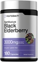 Horbäach Black Elderberry  3000mg Capsules ← 180 Count ← Non-GMO, Gluten Free ← Sambucus Extract Supplement
