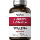 Piping Rock L-Arginine L-Citrulline Suplemento 1500 mg Silencio 120 Capsules Silencio Forma gratuita Pills Silencio para Hombres y Mujeres ← Non-GMO, Gluten Free