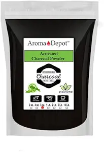 Aroma Depot 8 oz. Polvo de carbón activado de coco - Apoya Salud, Vegan, No GMO, No Aditivos, Grado de alimentos, Polvo de blanqueamiento de dientes, Carcoal para escrúpulos faciales y fabricación de jabón. (8 oz.)