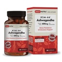 DailyNutra KSM-66 Ashwagandha 600mg Extracto Orgánico de raíces - Suplemento de alta potencia con 5% de Withanolides viv Alimenta la resistencia, apoya la relajación, el enfoque, la energía, " Crecimiento muscular (90 cápsulas)