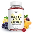Piel de pelo y uñas Vitaminas, 6000 mcg Biotina Gummies w / Colágeno, Pasión Frutas Frutas Vitaminas de pelo sabor, Gluten Suplementos de colágeno gratis (60 Conde)