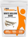 BulkSupplements.com White Willow Bark Extract Powder - Suplemento Herbal, White Willow Bark Powder - Gluten Free, 400mg por Serving, 500g (1.1 lbs) (Pack of 1)