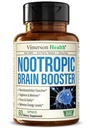 Suplemento Nootropics Brain Support - Booster cerebral nootrópico para mejorar el enfoque, la concentración y la memoria. Brain Nootropic for Brain Health, Mood & Energy Support. No OGM. Hecho en los Estados Unidos. 60 cápsulas