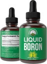 Suplemento de Borón líquido para hombres y mujeres. Minado en Estados Unidos. Gotas de minerales veganos + iónicos con alta biodisponibilidad para el hueso, salud conjunta. Cero Azúcar, sin sabor amargo. Suplementos complejos de hierro