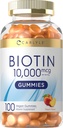 Carlyle Biotin 10000mcg Gummies Silencio 100 Conde Silencio Peach Flavor Suplemento Silencio Vegan, No GMO, Gluten Free