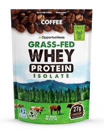 Opportuniteas Grass Café Whey Protein Isolate Powder - 27g Protein Powder Sin Sweeteners artificiales, 60 mg de cafeína, Vacas sin hormonas - 5lb