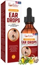 Aceite de oído orgánico para las infecciones del oído - Natural Eardrops for Infection Prevention, Swimmer's Ear &amp; Wax Removal - Niños, Adultos, Baby, Dog Earache Remedy - con Mullein, Ajo, Calendula, Made in USA