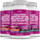 NUEVA Láminas de colágeno Biotina Keratin Saw Palmetto Ácido Hialurónico- Vitamina E Folic Acid Pumpkin Seed MSM- 270 Conde