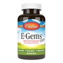 Carlson - E-Gems Elite, 1000 UI (670 mg) Vitamina E con Tocopherols y Tocotrienols, Bienestar Optimal, 60 Softgels