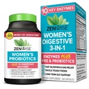 Zenwise Health 3-in-1 Womens Probiotic Supplement for Digestive, Gut Flora & Vaginal Health - Daily Probiotics & Prebiotics for Women with Digestive Enzymes Support Bloating & Gas Relief - 60 Count