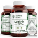 Natural Nutra Soy Lecithin 1200 mg Suplemento dietético - Función cerebral, Salud del hígado, Hepls Breast Health, Memory Boosting Supplement - Gluten-Free, BPA-Free, 100 Softgels en botellas de vidrio reciclable