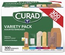 Bandages surtidos CURAD Variedad Pack, 300 Cuenta, 6 Estilos Incluyendo Antibacteriano, impermeable, vitrocerámica, plástico, trabajo pesado " Flex-Fabric, Protege Scrapes, cortes " Burns, libre de látex