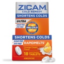 Zicam Ultra Cold Remedy Zinc Rapidmelts, Orange Cream Flavor, Homeopática, Cold Shortening Medicine, Shortens Cold Duración, Libre de Azúcar, Libre de ojos, 18 Conteo