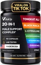 Tongkat Ali for Men 20 in 1 with Astragalus - USA Made Mens Supplement Complex with Black Maca Root, L-Arginine, Ginseng, Calcium, Astragalus for Normal Strength ' Endurance Support - 90 Caps