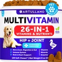 Perro multivitamínico Chewable con Glucosamina 26 en 1 - Vitaminas y Suplementos para perros - Senior &amp; Puppy Multivitamin for Dogs - Pet Joint Support Salud - Inmunity, Mobility, Gut Skin - 120 Chews