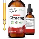 Wild &amp; Organic Korean Red Ginseng Extract Drops - Panax Ginseng Supplement for Immune Support - Liquid Root Tincture for General Well-Being - Vegan, Sugar &amp; Alcohol-Free - 2 fl oz