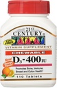21st Century Chewable Vitamin D3, Orange, 10 mcg (400 UI), 110 Tablets