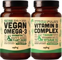 Vegan Omega 3 &amp; Vegan Vitamin B Complex Bundle - Plant-Based DHA &amp; EPA Fatty Acids, Essential B Vitamins with Whole Food Blend, B1, B2, B3, B5, B6, B7, Folate