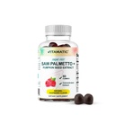 Vitamatic Sugar-Free Saw Palmetto con semilla de calabaza – 3000 mg Equivalente por ser – Natural Raspberry Flavor – 60 Gummies
