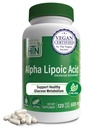 Salud Thru Nutrition Alfa Lipoic Acid 600mg 120 Servings ← Certified Vegan ← Universal Antioxidante Silencio No-GMO, 3er Parte Tested, Hypoallergenic, Gluten Free, Soy Free ALA Capsules