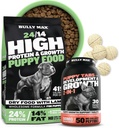 Bully Max 24/14 High Protein Puppy Food (5lbs.) y Puppy Vitamins (30 fichas masticables) para Development &amp; Growth Bundle – Muscle, Immune, Bone & Digestive Support in Small and Large Breed Puppies