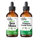 Wild &amp; Organic Sea Moss Tincture 4 fl oz &amp; Stinging Nettle Root Tincture 4 fl oz