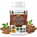 Cápsulas ecológicas de canela, Energía, Corazón &amp; Metabolismo, Certificado Ceilón Orgánico Cámaras de canela, No GMO, Vegan, Libre de gluten - 60 Cápsulas