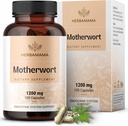 HERBAMAMA Motherwort Capsules – Suplementos Naturales de la menopausia* para Mujeres – 1.200mg Motherwort Herb Powder per Serving for Women's Mood & Calm Support – Vegan, Non-GMO – 50-Day Supply
