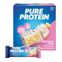 Barras de proteína puras, alta proteína, nutritious Snacks to Support Energy, bajo azúcar, sin gluten, pastel de cumpleaños, 1,76 oz, paquete de 12 (paquete mayo Vary)