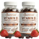 O NUTRICIONES Complejo de vitamina B Gummies Vegan con vitamina B12, B7 como Biotina, B6, B3 como Niacina, B5, B6, B8, B9 como Folato para el Sistema de Estrés, Energía e Inmunes Saludables (2 Pack)