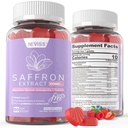 Saffron Supplements Gummies 100mg - 100% Puro Saffron Extract Con Magnesium Glycinate, L-Theanine, Turmeric, Ashwagandha, Honey & Vitamin B Complex for Mood & Power, Antioxidant, Vitality - 120 Condes