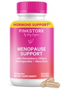 Pink Stork Menopause Support for Women - Hot Flash, Mood, Sleep, Weight, Cortisol &amp; Hormonal Balance - Vegan, Estrogen-Free Perimenopause Relief - Ashwagandha, Maca - 60 cápsulas